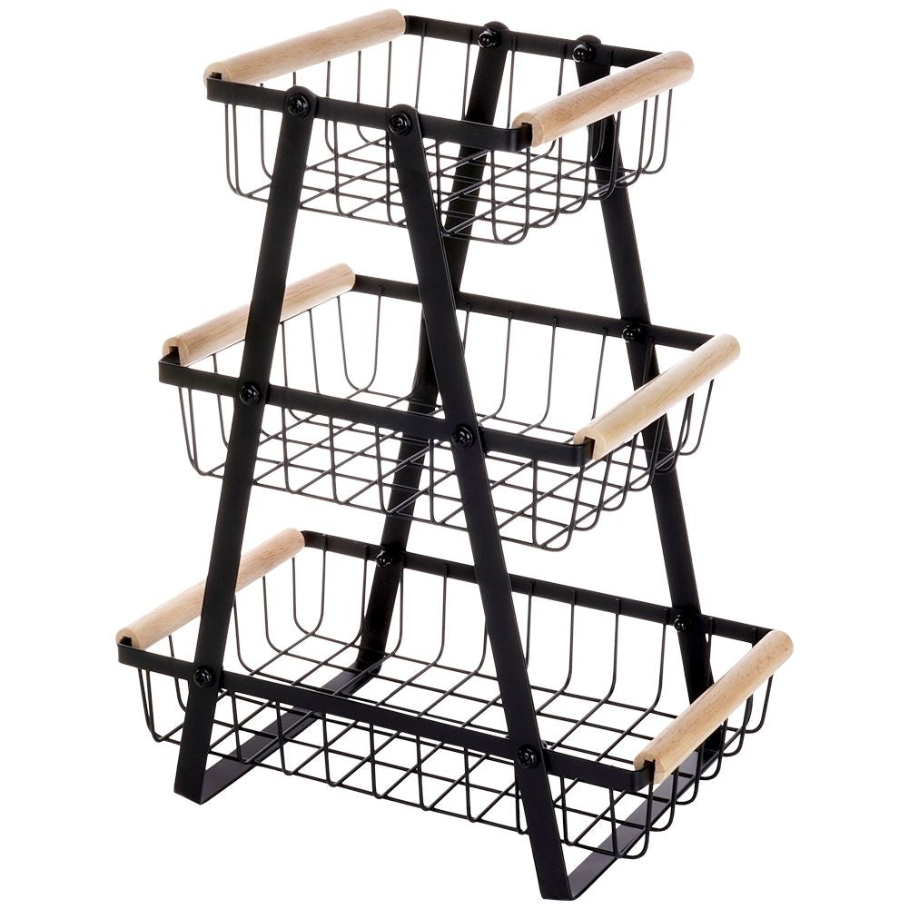Loft-inspired Three-Tier Fruit and Vegetable Basket in Metal