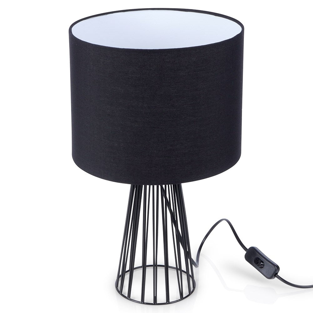 Loft style table lamp with black metal base and lampshade