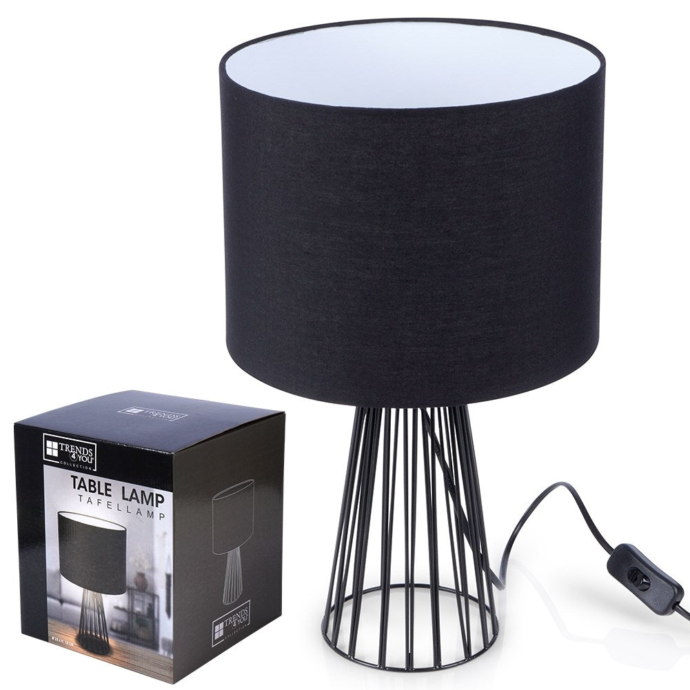 Loft style table lamp with black metal base and lampshade