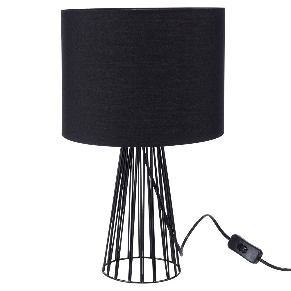 Loft style table lamp with black metal base and lampshade