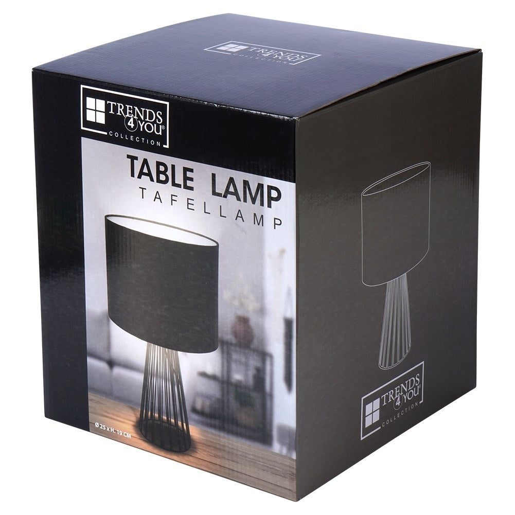 Loft style table lamp with black metal base and lampshade
