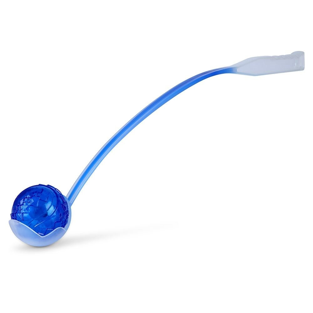 Long ball thrower for dogs with luminous ball