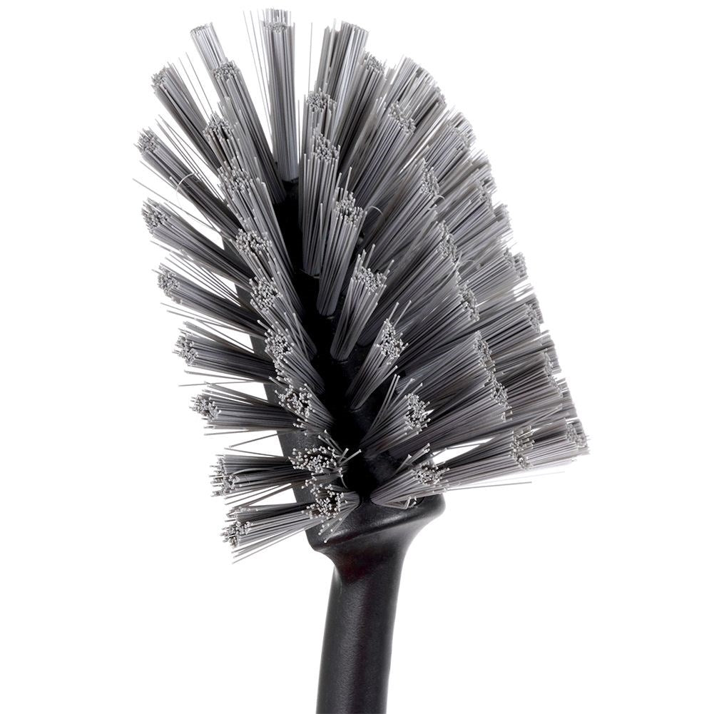 Long dish brush in durable plastic and bamboo, trendy colors
