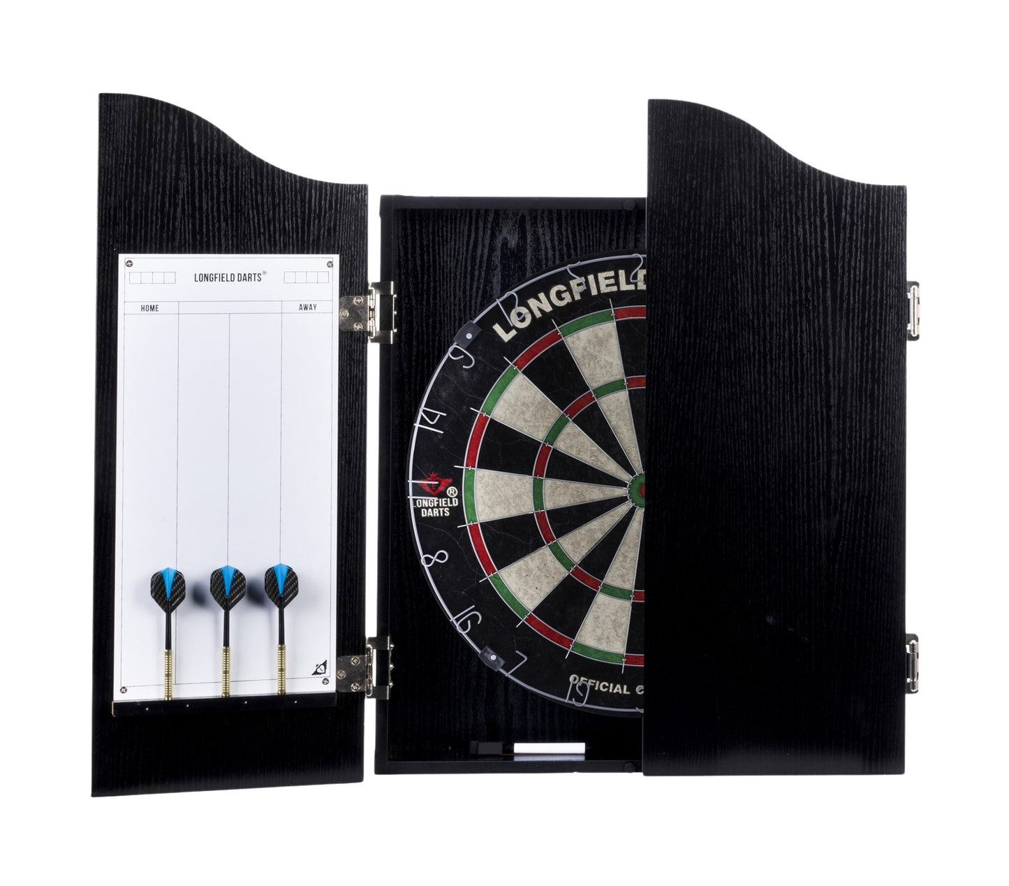 Longfield Darts Board, Cabinet And 2 Darts Sets