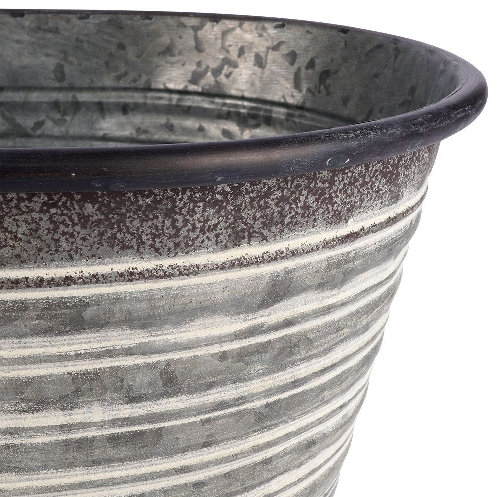 Long narrow vintage pot in rusty galvanized metal