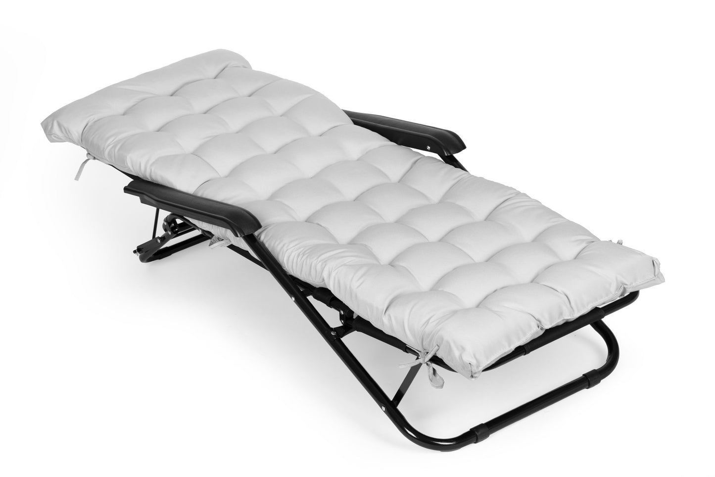 Lounger with cushion, 2-in-1 reclining chair, foldable structure, for beach and garden