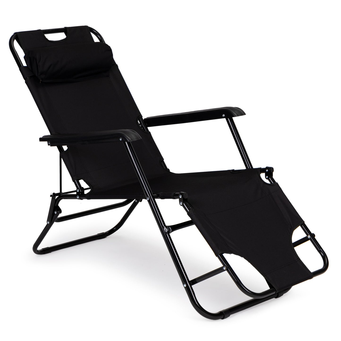 Lounger with cushion, 2-in-1 reclining chair, foldable structure, for beach and garden