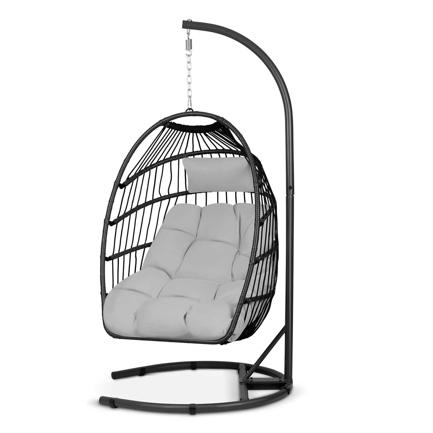 Luisiana hanging garden chair black + grey cushions Sofotel