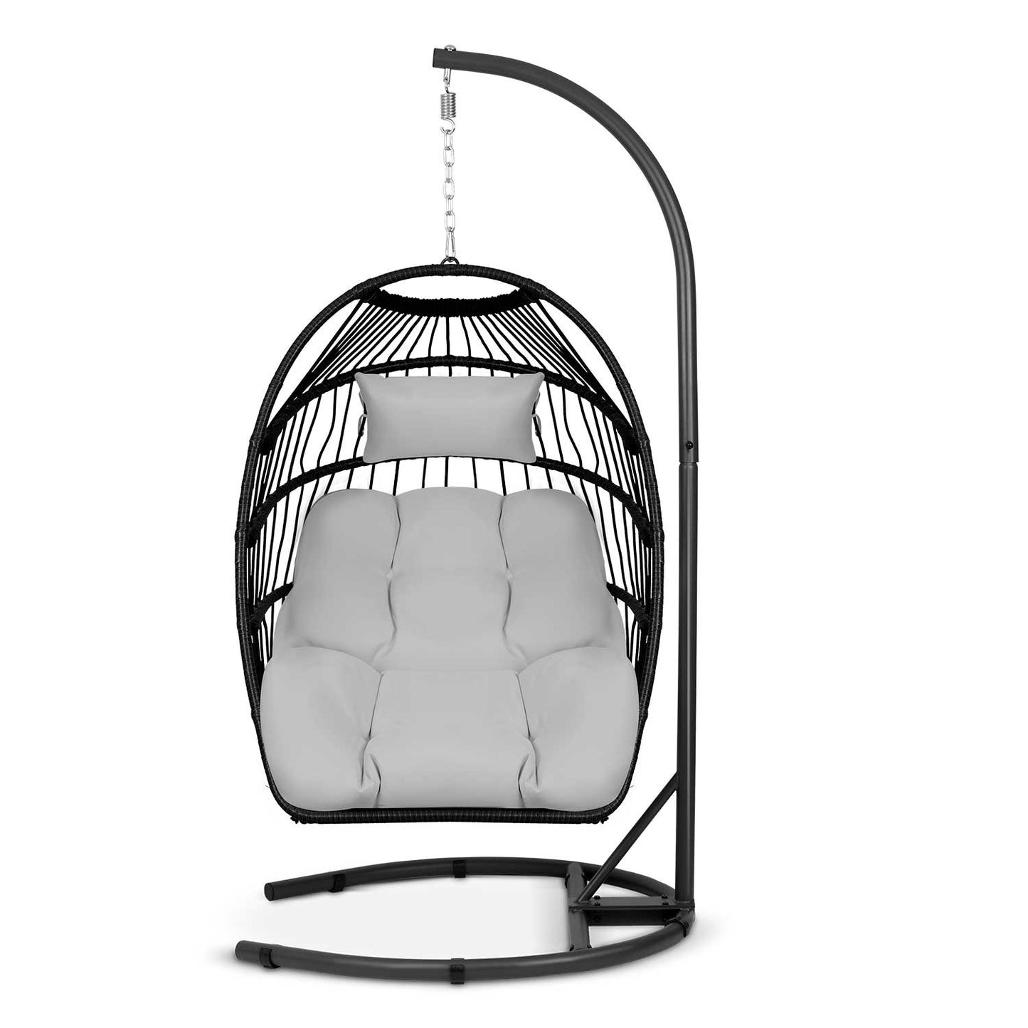 Luisiana hanging garden chair black + grey cushions Sofotel