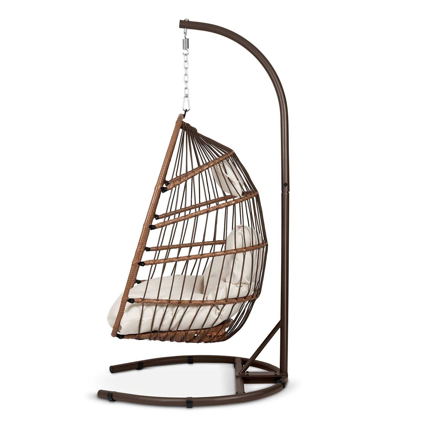 Luisiana hanging garden chair brown + beige cushions Sofotel