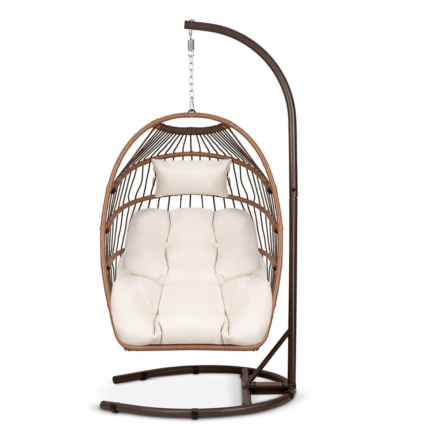 Luisiana hanging garden chair brown + beige cushions Sofotel