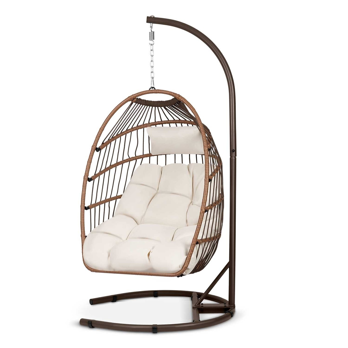 Luisiana hanging garden chair brown + beige cushions Sofotel
