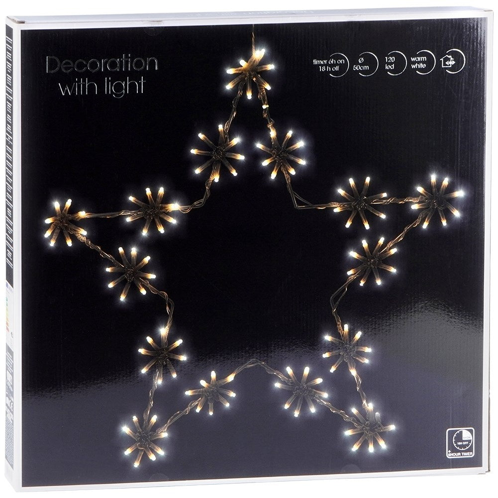 Luminous 50 cm Christmas star with 120 LED lights for inside and outside