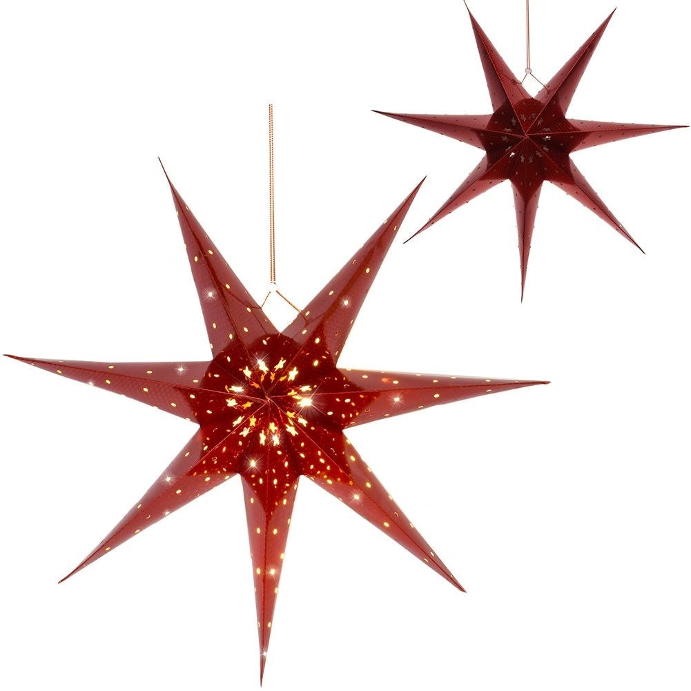 Luminous Christmas star with 10 LED lights in Red Paper