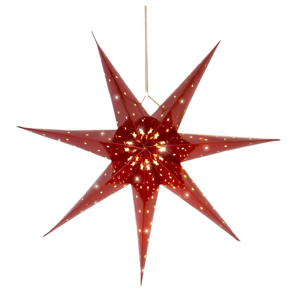 Luminous Christmas star with 10 LED lights in Red Paper