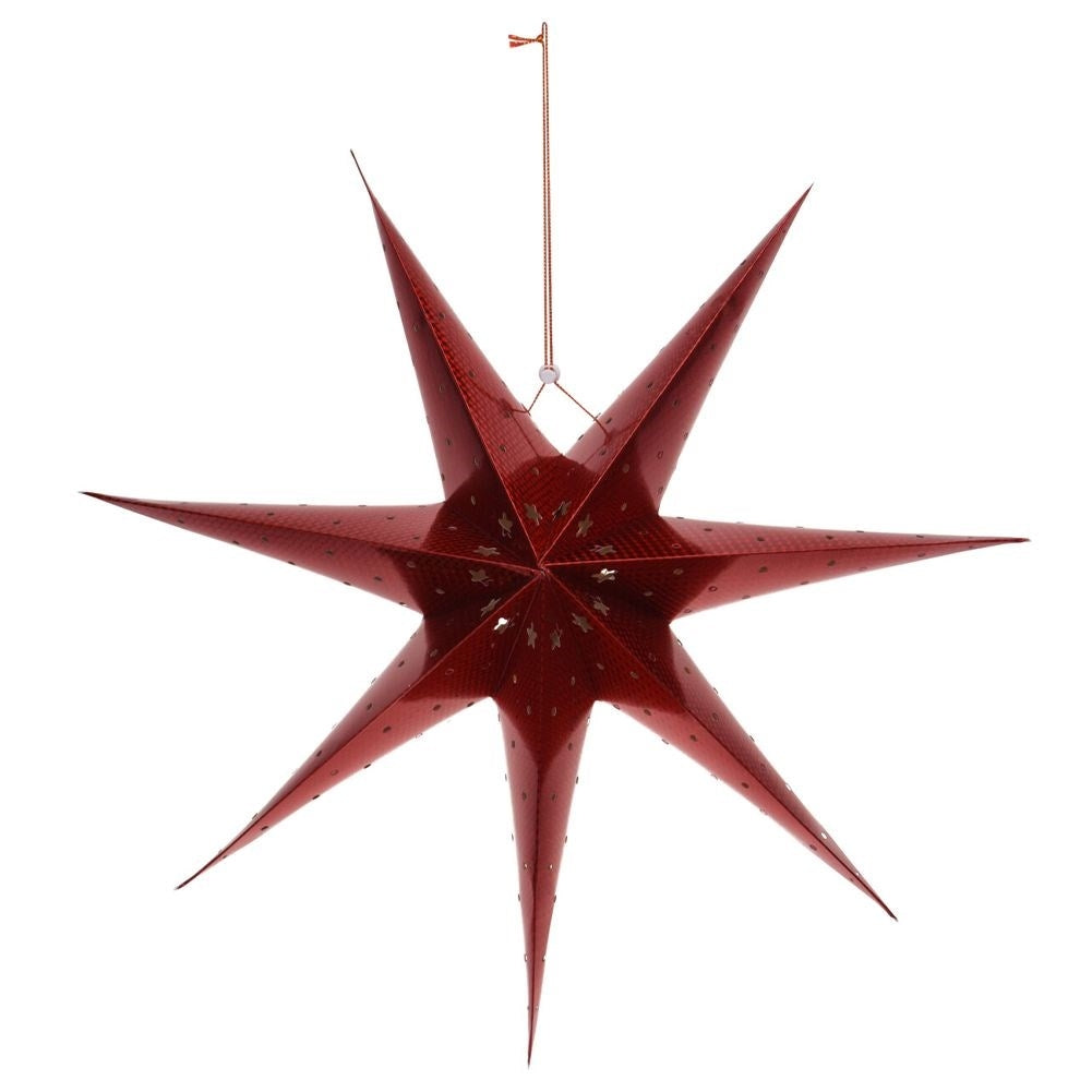 Luminous Christmas star with 10 LED lights in Red Paper