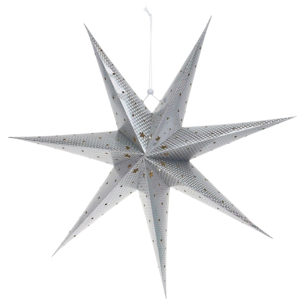 Luminous Christmas star with 10 LED lights in silver-colored paper