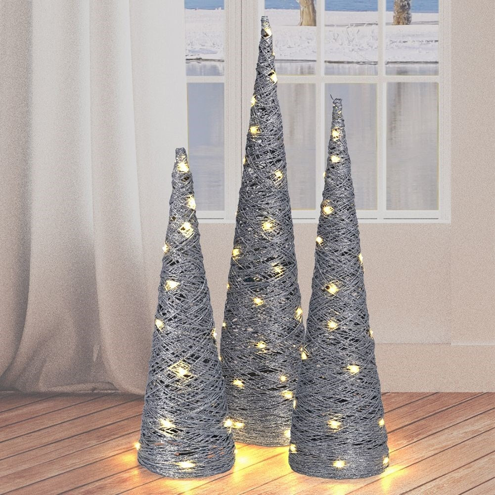 Luminous Christmas tree in Silver with LED and Glitter