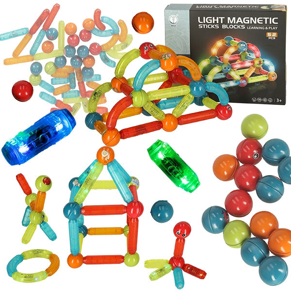 Luminous magnetic blocks for small children 52 elements