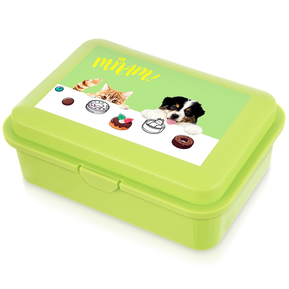 Lunch Box, Green Dog Cat Design, 750 ml