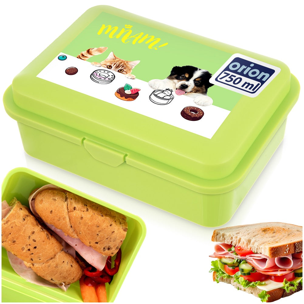 Lunch Box, Green Dog Cat Design, 750 ml