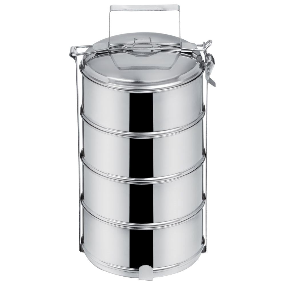 Lunch Box in Stainless Steel: 4 Containers, Easy to Transport