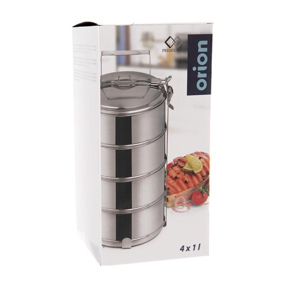 Lunch Box in Stainless Steel: 4 Containers, Easy to Transport