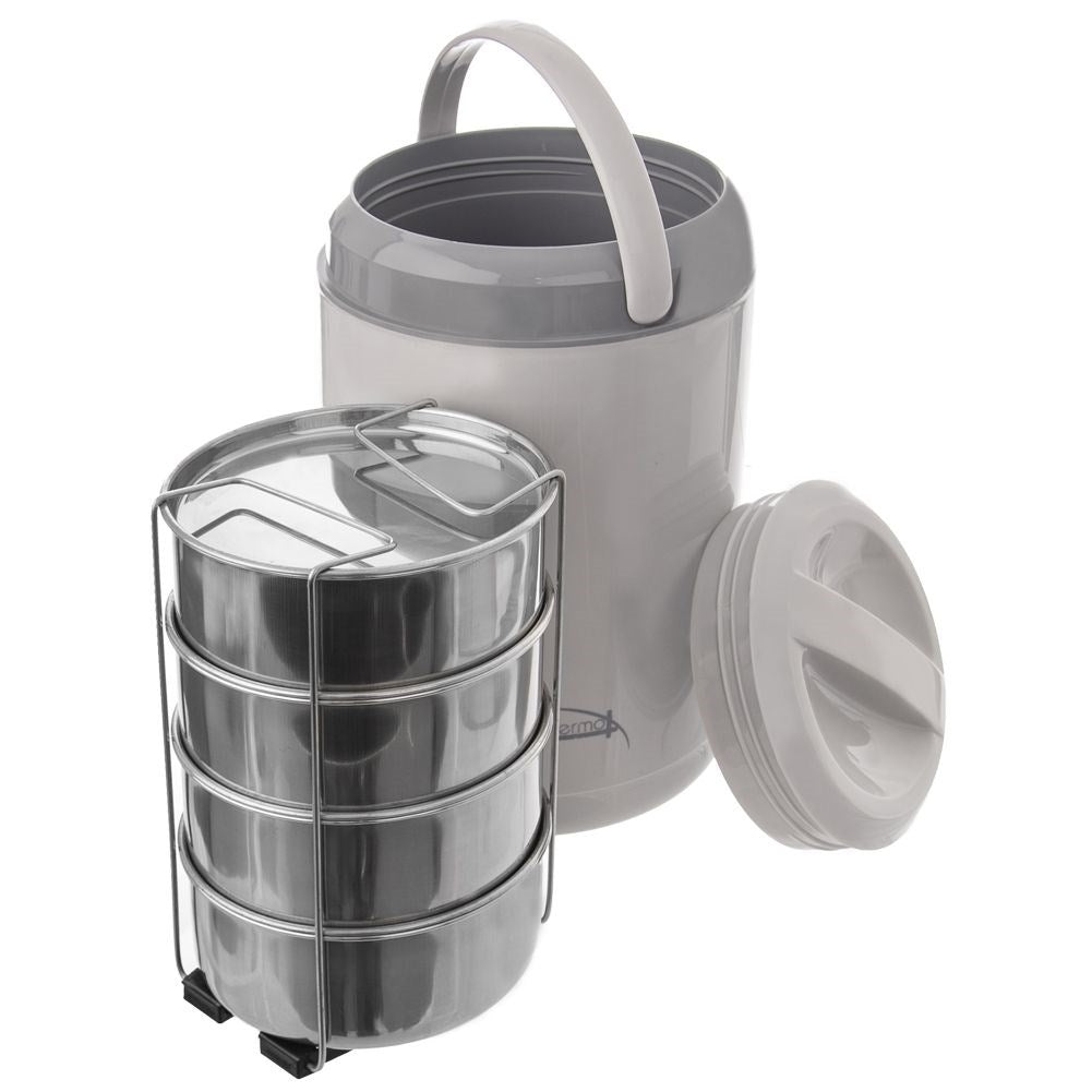 Lunch Box in Stainless Steel with Several Levels, Keeps Food Warm