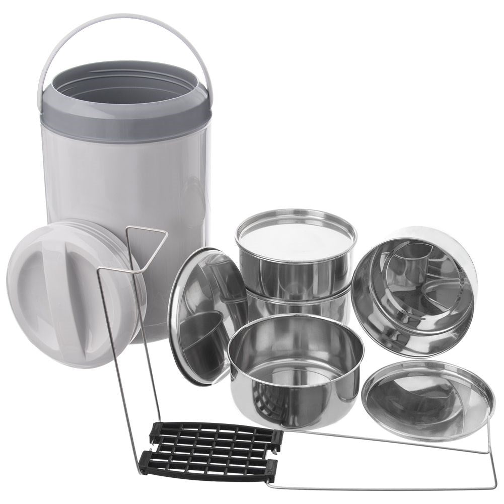 Lunch Box in Stainless Steel with Several Levels, Keeps Food Warm