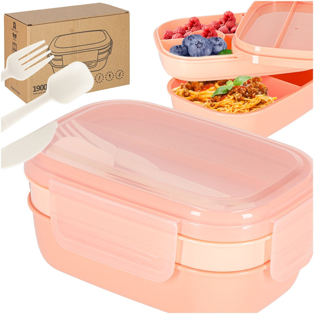 Lunch Box with Compartments, 1900ml, Apricot