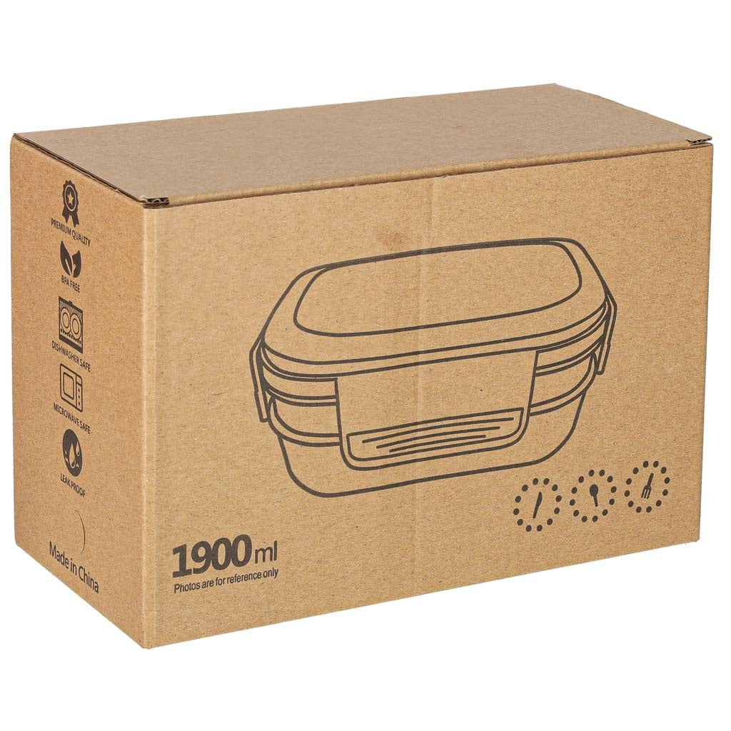 Lunch Box with Compartments, 1900ml, Apricot
