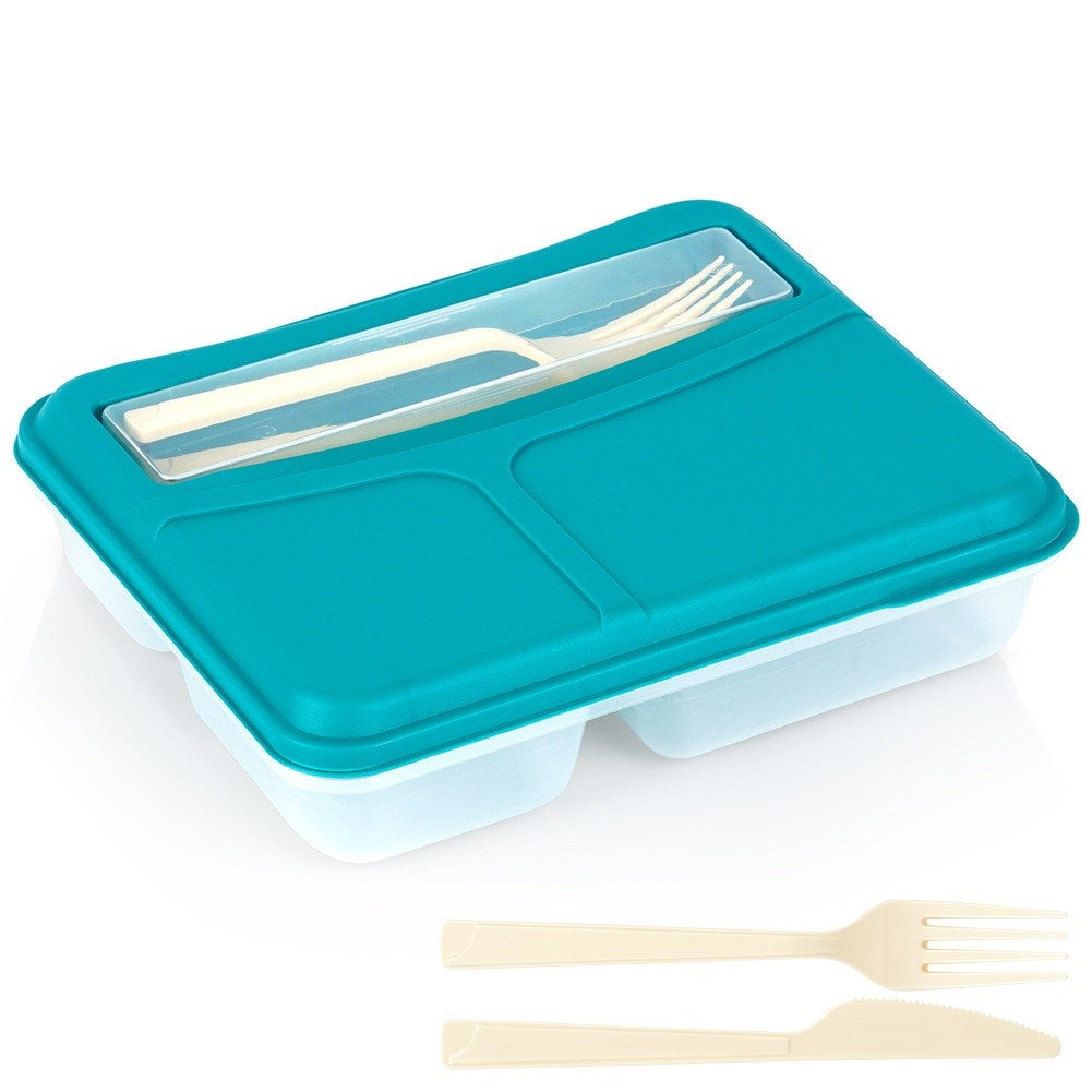 Lunchbox breakfast container divided with cutlery 1.3 l