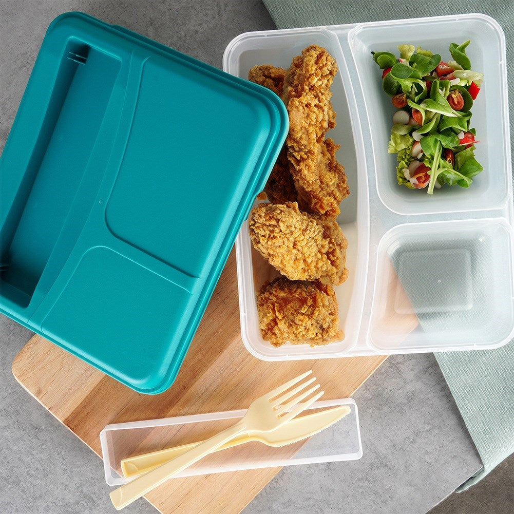 Lunchbox breakfast container divided with cutlery 1.3 l