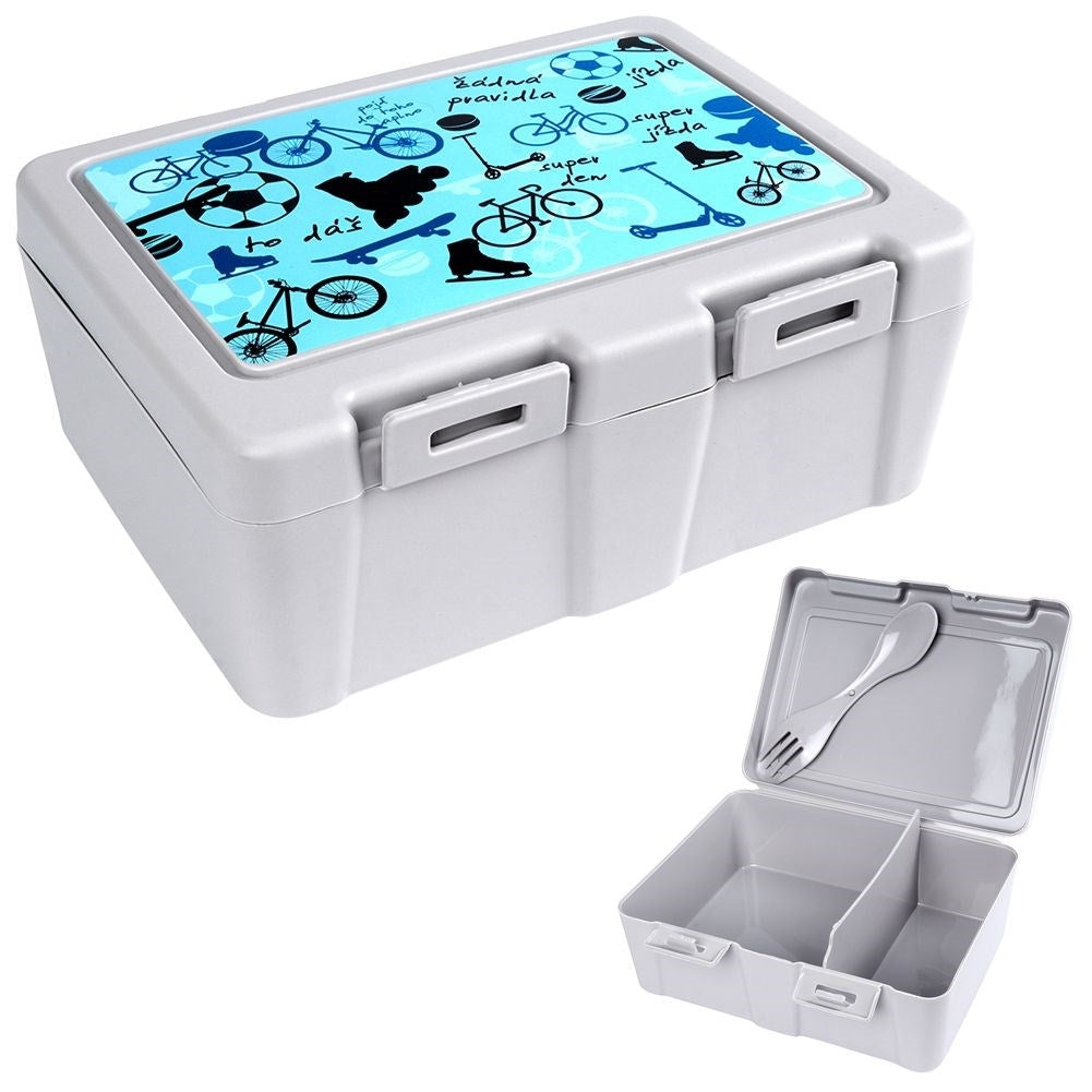 Lunch box with clip lock and sporty design