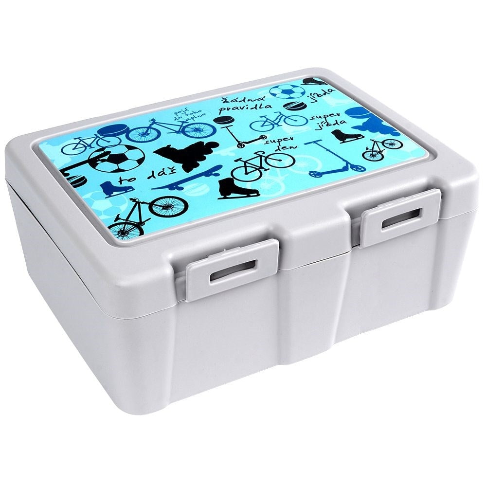 Lunch box with clip lock and sporty design
