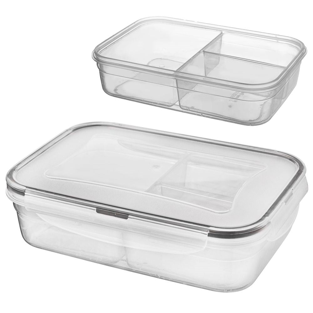 Lunch box with sealing strip, locking clip and three inserts