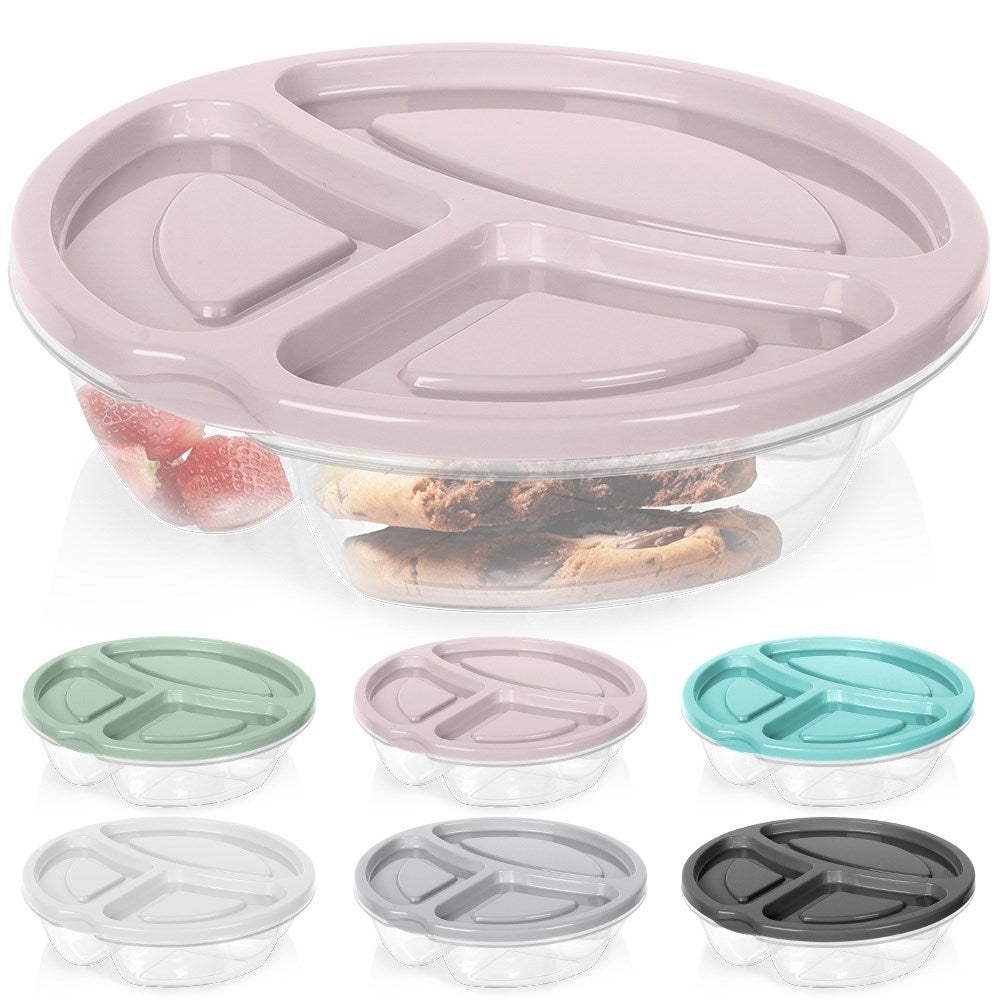 Lunch box with three compartments for convenient food storage and transport