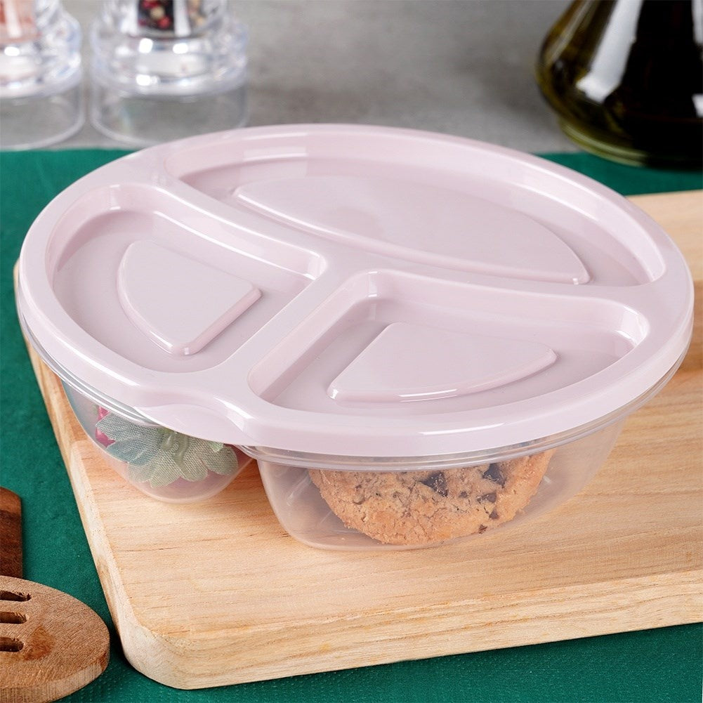 Lunch box with three compartments for convenient food storage and transport