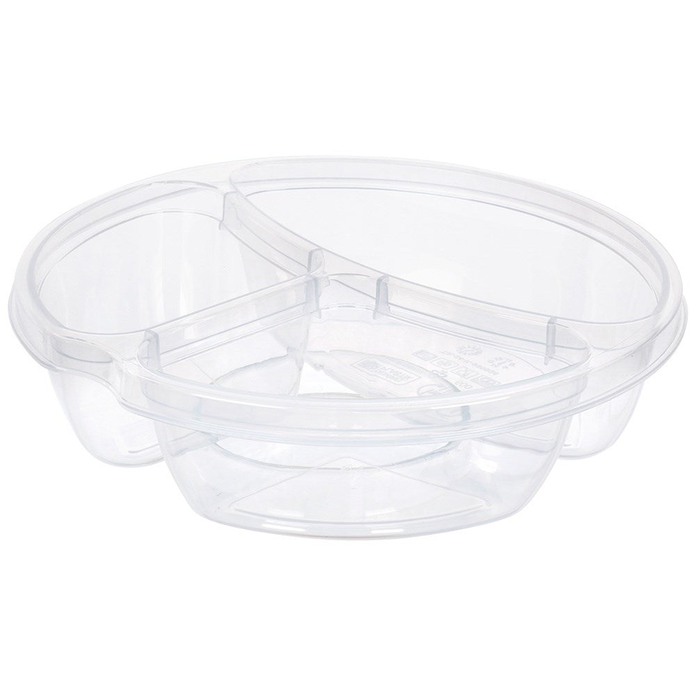 Lunch box with three compartments for convenient food storage and transport