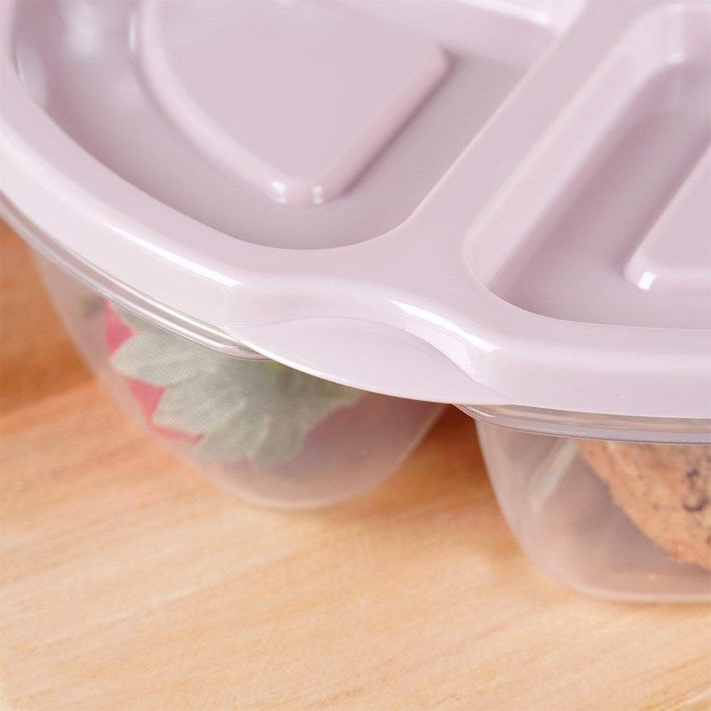 Lunch box with three compartments for convenient food storage and transport