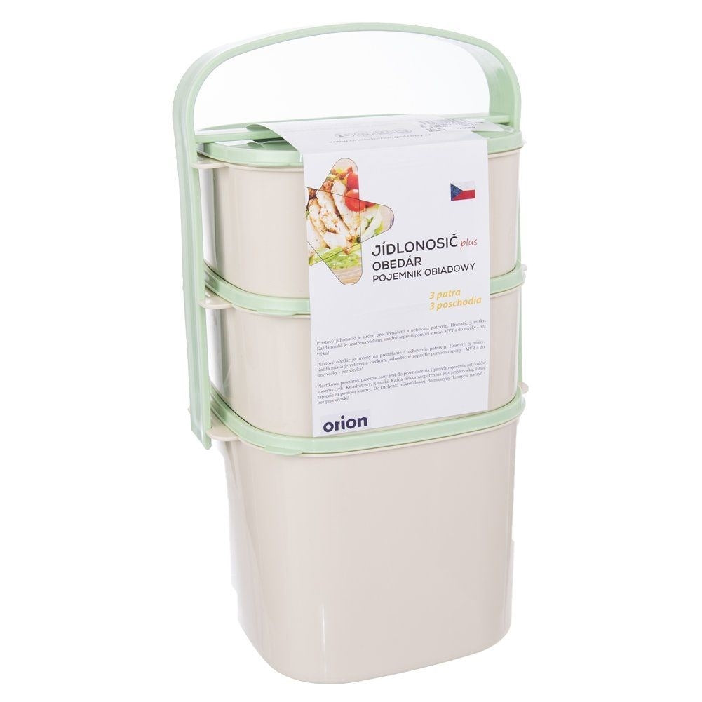 Lunch box with three containers and handle