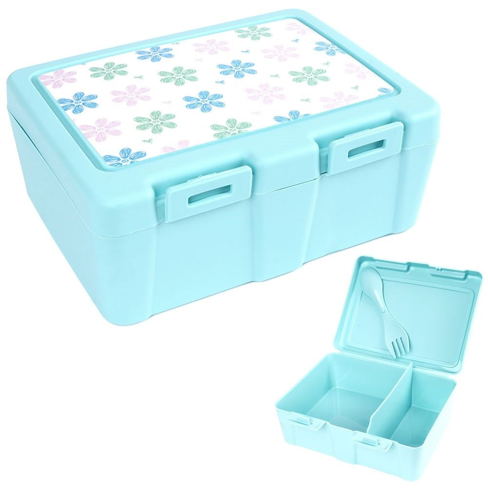 Lunch box with two compartments and 2-in-1 cutlery