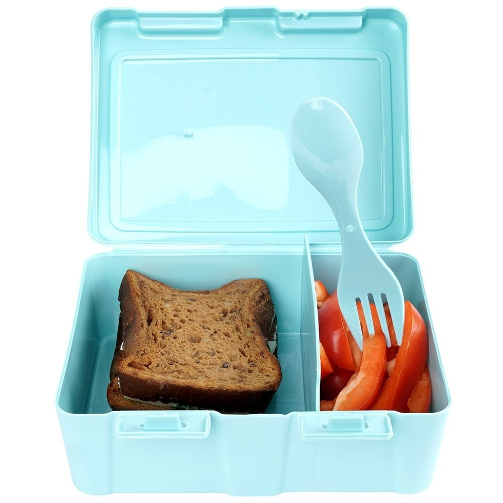 Lunch box with two compartments and 2-in-1 cutlery