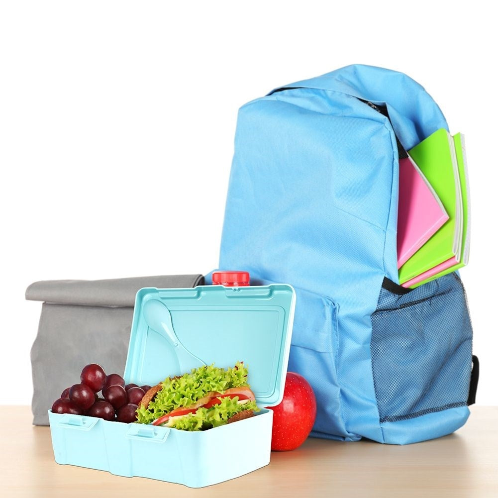 Lunch box with two compartments and 2-in-1 cutlery
