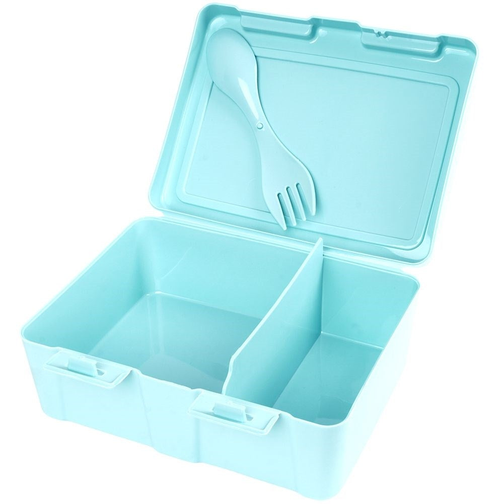 Lunch box with two compartments and 2-in-1 cutlery
