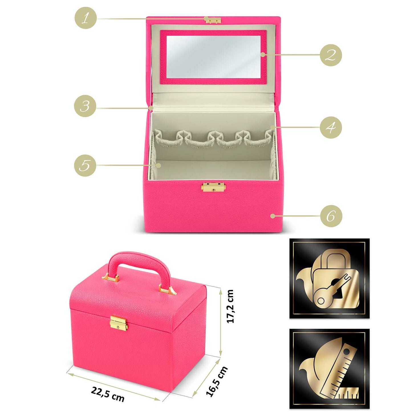 Luxurious Pink Cosmetic Case Massido MS-706