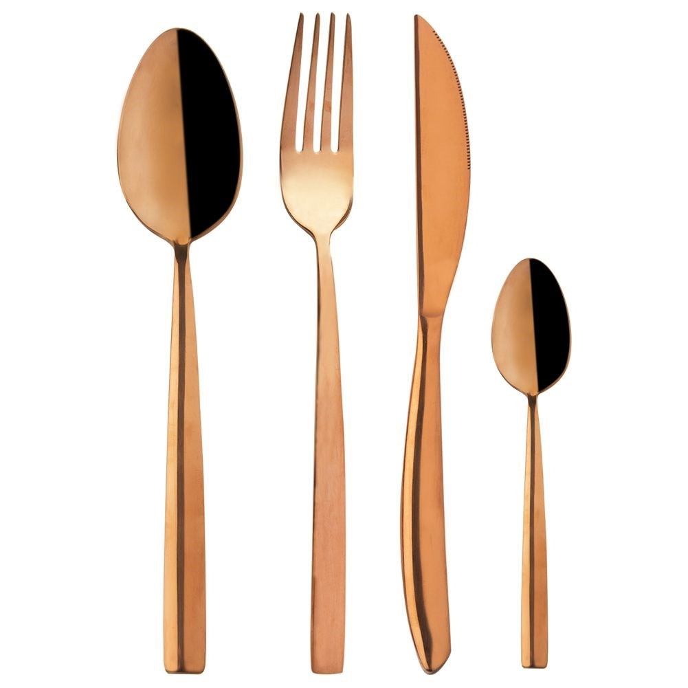 Luxurious cutlery 24 pieces in copper colour, stainless steel