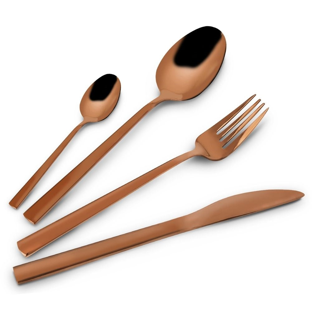 Luxurious cutlery 24 pieces in copper colour, stainless steel