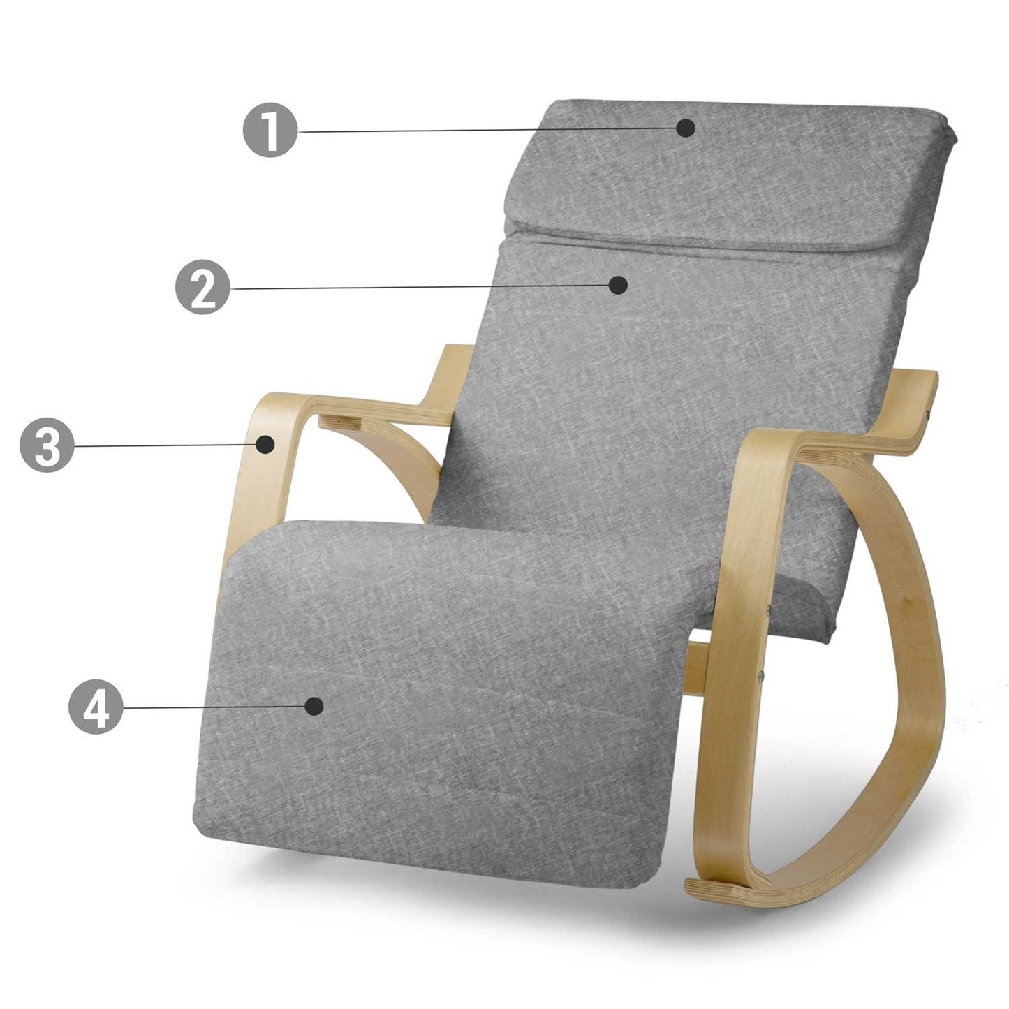 Luxurious rocking chair Suzi - light grey