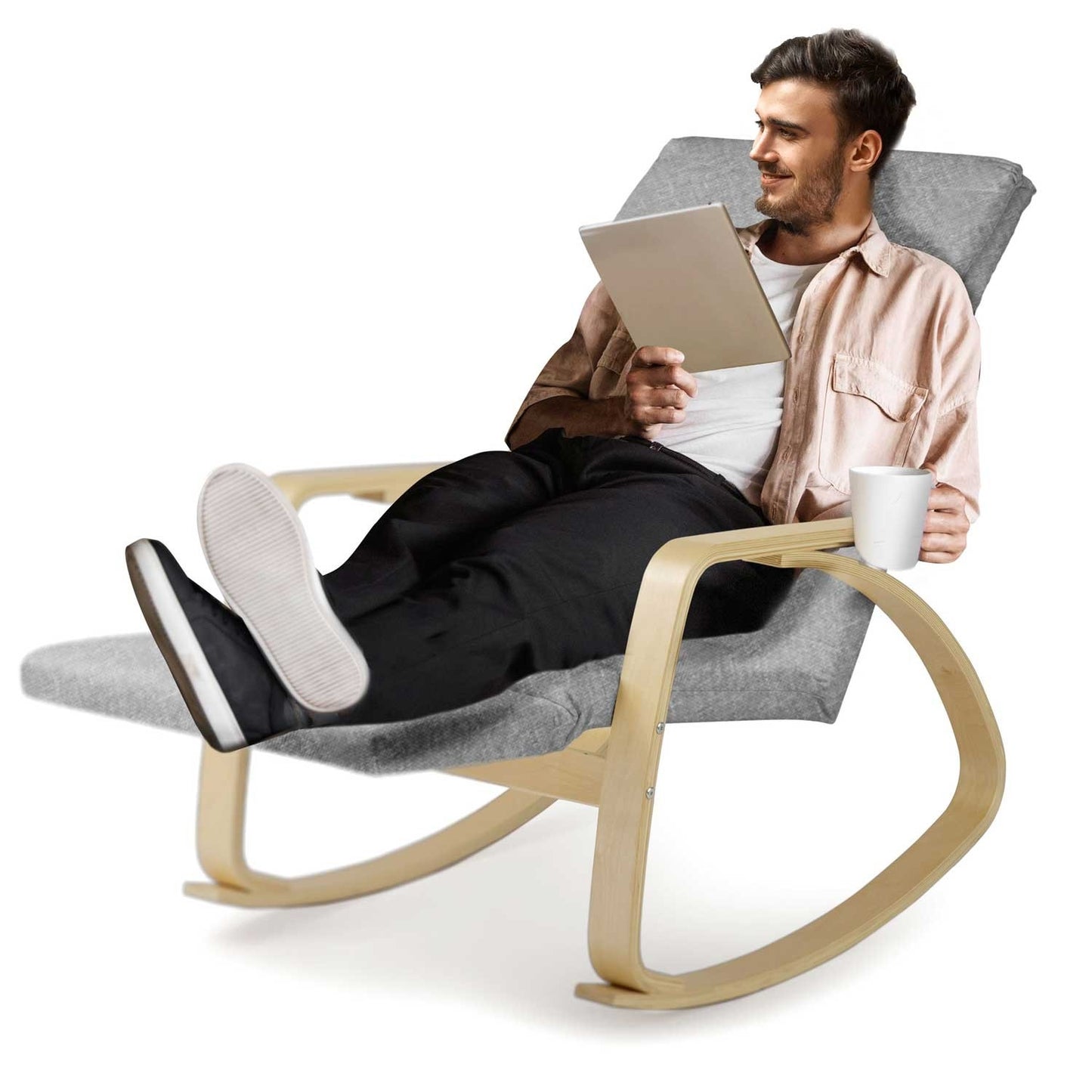 Luxurious rocking chair Suzi - light grey
